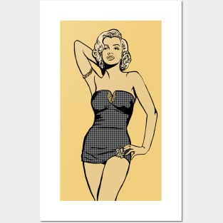 Marilyn Swmsuit line drawing Posters and Art